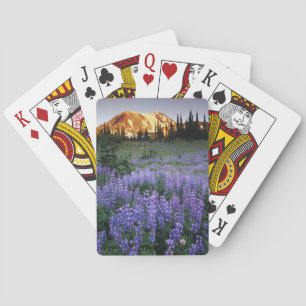 Jeu De Cartes Coucher de soleil sur le mont Adams et une prairie
