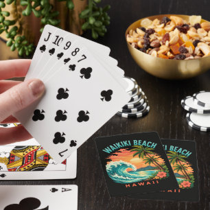 Jeu De Cartes Coucher de soleil tropical à Waikiki Beach Hawaï