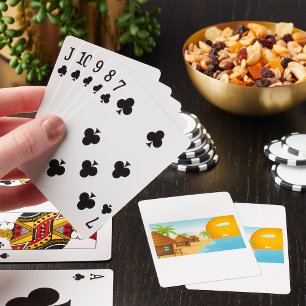 Jeu De Cartes Coucher de soleil tropical avec des huttes de chau