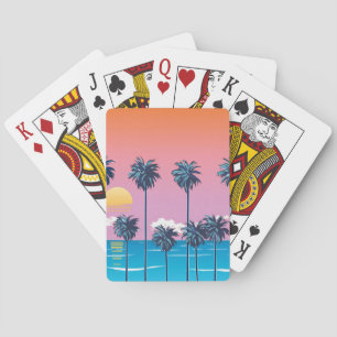 Jeu De Cartes Coucher de soleil tropical : Illustration de plage
