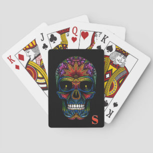 Jeu De Cartes Couleur arc-en-ciel Mexicaine Sugar Crâne Monogram