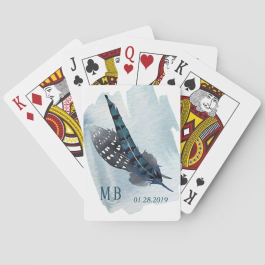 Jeu De Cartes Couleur d'aquarelle bleu foncé (dos)