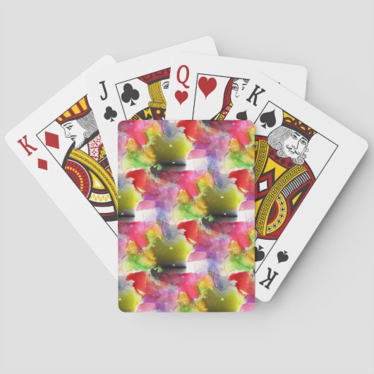 Jeu De Cartes Couleur d'aquarelle rouge, jaune (dos)