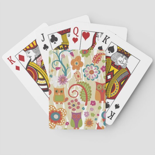 Jeu De Cartes Couleur florale et hibou (dos)