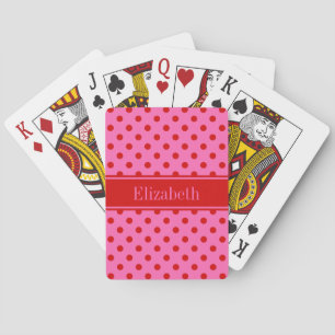 Jeu De Cartes Couleurs DIY Points Rouges Ruban Rose Chaud Fond S