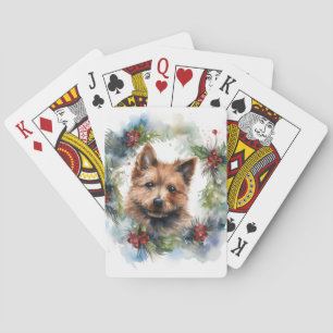 Jeu De Cartes Coupe de la fête de la couronne de Noël Terrier au