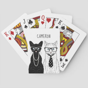 Jeu De Cartes Couple de chats Ajouter Votre Nom