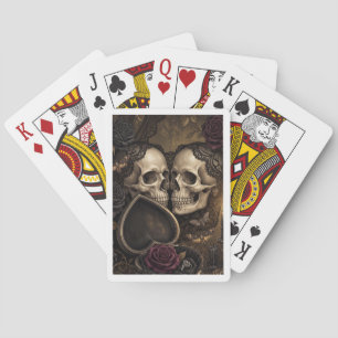 Jeu De Cartes Couple de squelettes gothiques Rose victorienne de