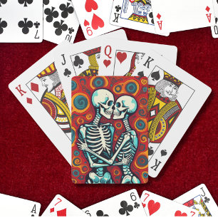 Jeu De Cartes Couple de squelettes rétro s'embrassant