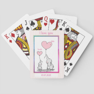Jeu De Cartes Couple d'éléphant rose doux