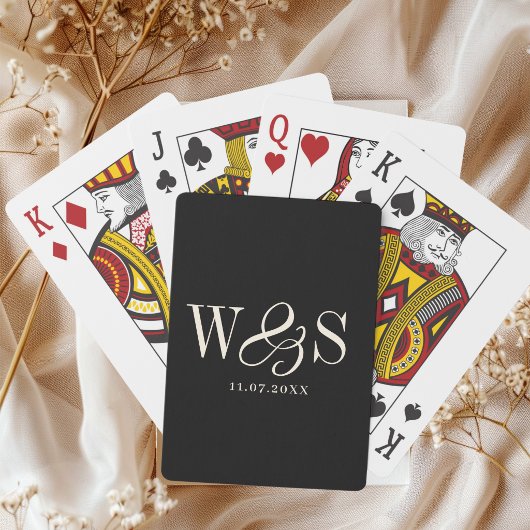 Jeu De Cartes Couples de mariage initial noir élégant