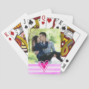 Jeu De Cartes Couples personnalisés Photo Aquarelle Coeur