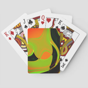 Jeu De Cartes Courbes Abstraites en vert citron avec bain orange