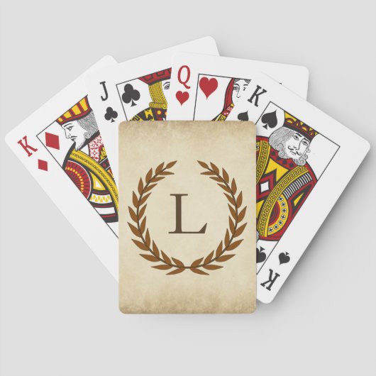 Jeu De Cartes Couronne de laurier sur monogramme initial L parch (dos)