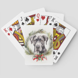 Jeu De Cartes Couronne de Noël au Grand Danois Chien de fête