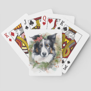 Jeu De Cartes Couronne de Noël Border Collie Chien de fête