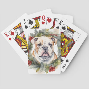 Jeu De Cartes Couronne de Noël Bulldog Chien de fête