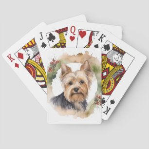 Jeu De Cartes Couronne de Noël de Yorkshire Terrier Chien de fêt