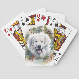 Jeu De Cartes Couronne de Noël des Pyrénées majestueuses Chien f