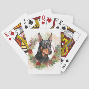 Jeu De Cartes Couronne de Noël festive de Doberman