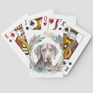 Jeu De Cartes Couronne de Noël festive de Weimaraner