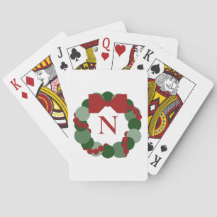 Jeu De Cartes Couronne de Noël géométrique avec Monogramme