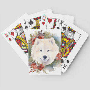 Jeu De Cartes Couronne de Noël Samoyède Chien de fête