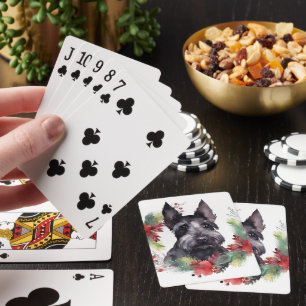 Jeu De Cartes Couronne de Noël Scottish Terrier Chien festif 