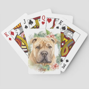 Jeu De Cartes Couronne de Noël Shar Pei Chien de fête