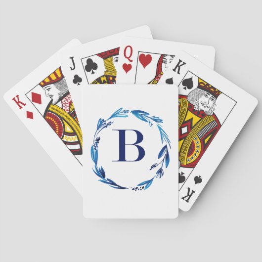 Jeu De Cartes Couronne florale bleue 'B' (dos)