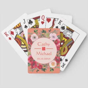 Jeu De Cartes Couronne florale de cercle orange mariage chinois