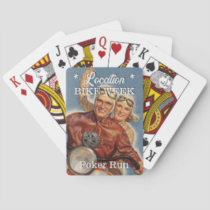 Jeu De Cartes Course de motos Poker Run Look Vintage Couple Nom 