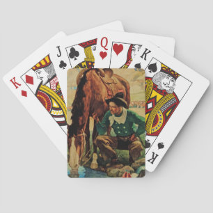 Jeu De Cartes Cow-boy abreuvant son cheval par NC Wyeth
