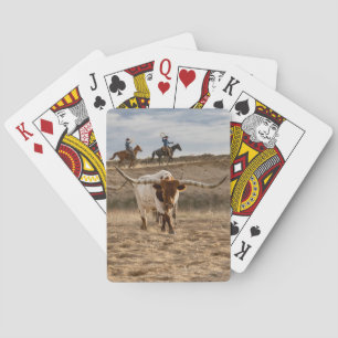 Jeu De Cartes Cow-boys de l'Ouest avec du bétail Longhorn