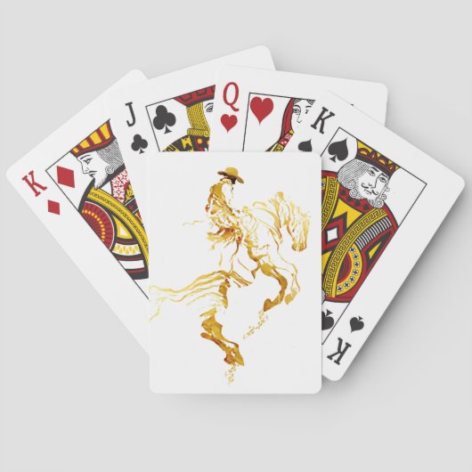 Jeu De Cartes Cowboy Doré sur Cheval Cabré  (dos)