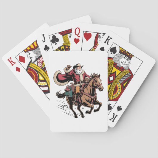 Jeu De Cartes Cowboy Père Noël Monter Un Cheval Noël (dos)