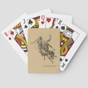 Jeu De Cartes Cowboy sur un cheval qui rue #3 par Edward Borein