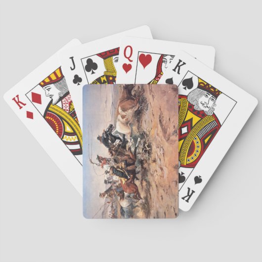 Jeu De Cartes Cowboys attrapant un bœuf au lasso, 1897 (huile su (dos)