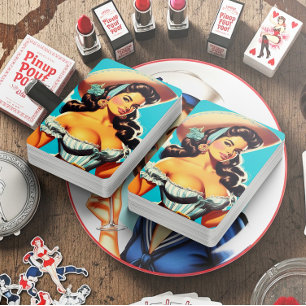 Jeu De Cartes Cowgirl hispanique rétro