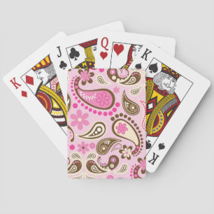 Jeu De Cartes Cowgirl rose Brown Paisley Fleurs Pays Texas