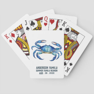 Jeu De Cartes Crabe à l'aquarelle bleue Réunion de famille sur