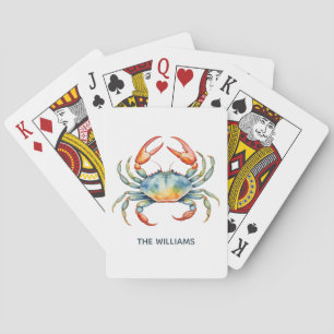 Jeu De Cartes Crabe aquarelle personnalisé été plage   