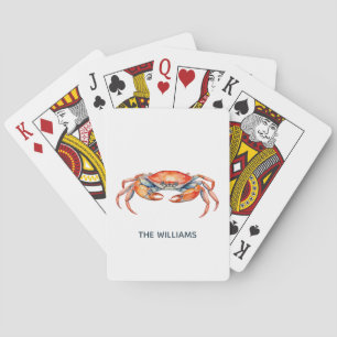 Jeu De Cartes Crabe aquarelle personnalisé Été Plage   