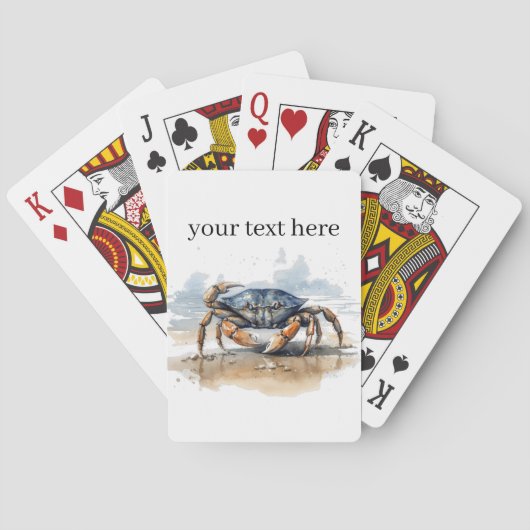 Jeu De Cartes crabe bleu et orange qui se promène sur la plage (dos)
