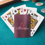 Jeu De Cartes Cranberry Bourgogne violet en acier inoxydable<br><div class="desc">Canneberge Bourgogne Violet Faux Métallique Acier Inoxydable Élégant Monogramme Cartes De Jeu. Ces cartes à jouer peuvent être customisées pour inclure votre nom initial et prénom et faire une grande fête pour une fête d'anniversaire,  une douche nuptiale ou une fête de bachelorette.</div>