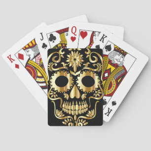 Jeu De Cartes Crâne à sucre, Jour des Morts Noir et Or
