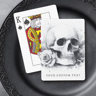 Jeu De Cartes Crâne avec aquarelle rose