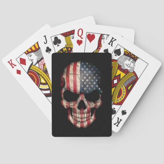 Jeu De Cartes Crâne de drapeau américain sur le noir (dos)