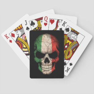 Jeu De Cartes Crâne de drapeau italien sur fond noir