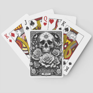Jeu De Cartes Crâne de squelette pentacle et roses Tarot Art